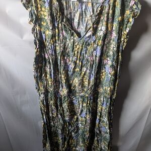 Old Navy Blue and Green Ruched Maxi Sundress